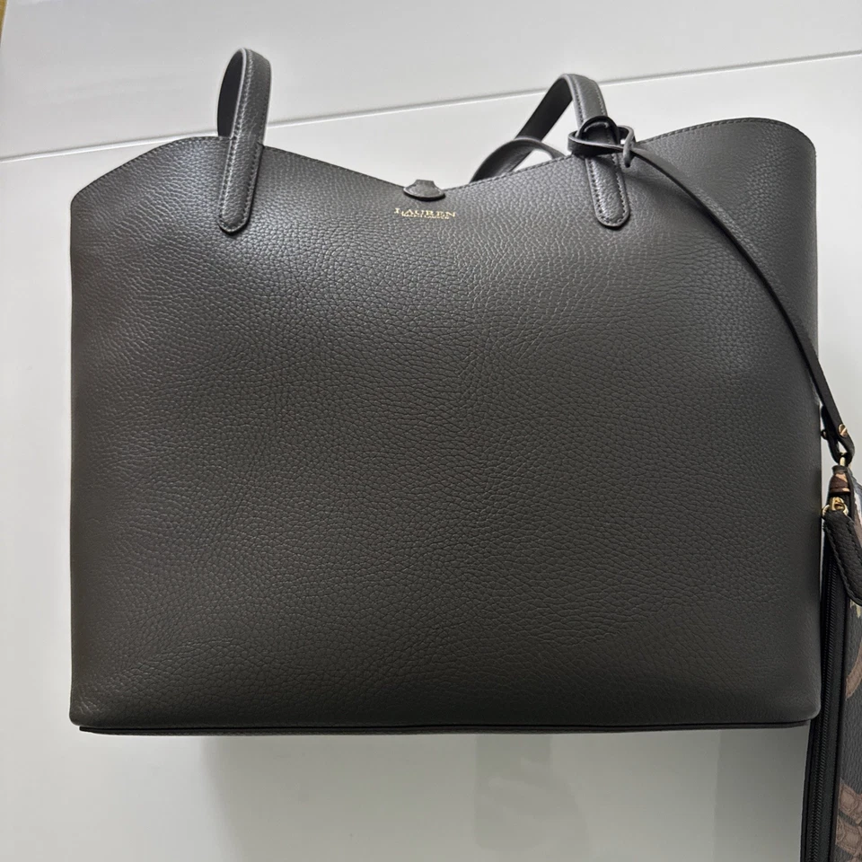 LAUREN RALPH LAUREN Green Faux Leather Reversible Tote Bag Purse BNWT RRP £219 - Image 2 of 4