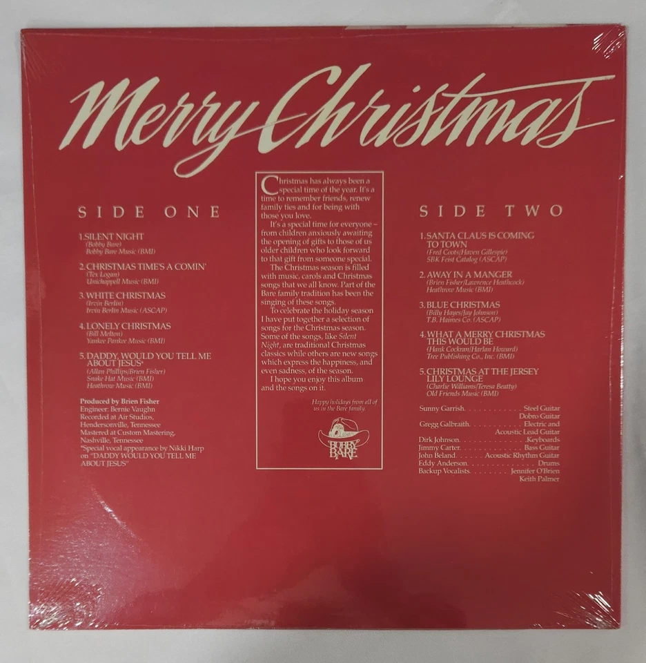 Bobby Bare "Merry Christmas from Bobby Bare" 1988 Vinyl LP New/Factory Sealed- M - Image 2 of 2