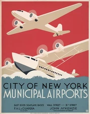 Vintage New York Airports United States Travel Advertisement Poster Print