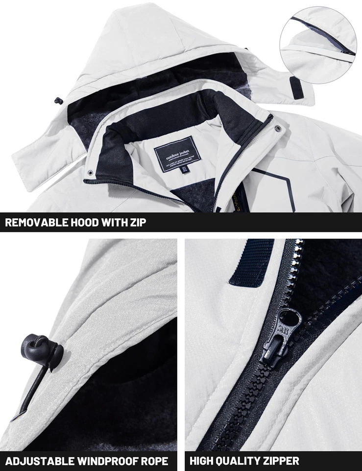 Chaqueta de esquí impermeable para hombre Invierno Chaquetas cálidas Nieve Térmico Polar Abrigo de trabajo EE. UU. Foto 4 de 4