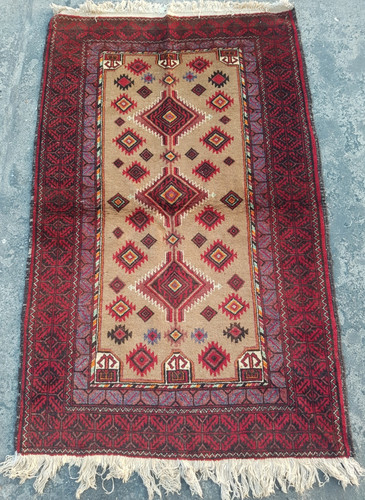 Vintage Hand Made Traditional Rug Epic Oriental Wool Multicolor Carpet 160x95 cm