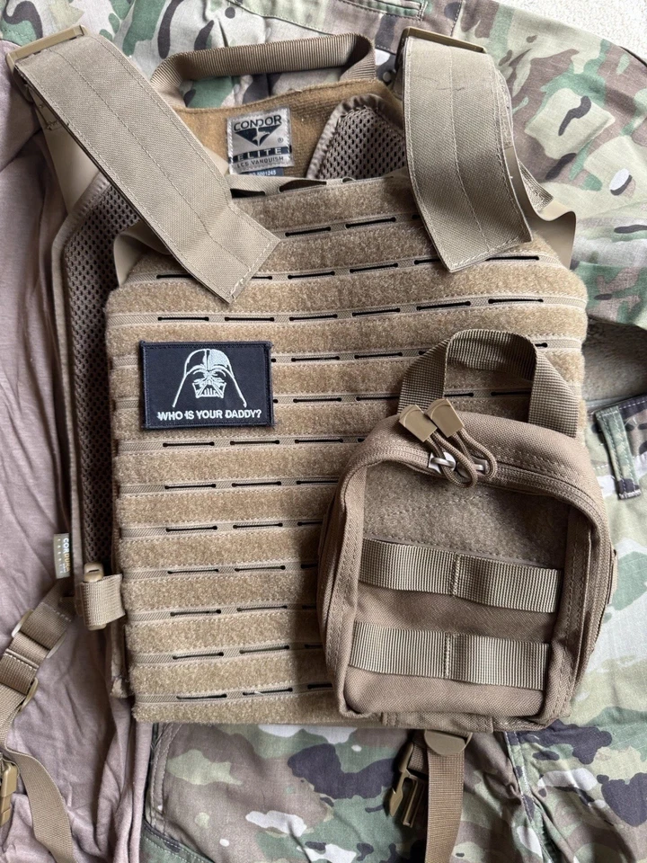 Military Solider Army Halloween Costume Set Tactical Vest, Camo Pants Belt Daddy - Image 2 of 3