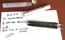 2 Scripto BLACK Mechanical Pencil Thick Lead Grease Crayon US Government