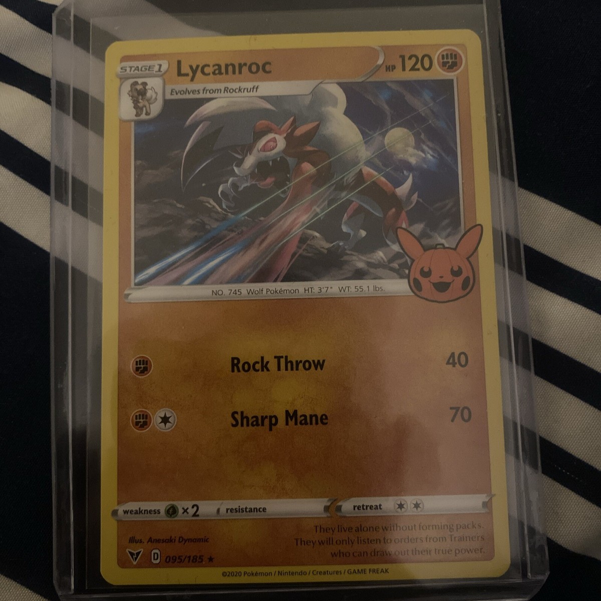 2020 POKÉMON TRICK OR TREAT LYCANROC HOLO RARE STAGE 1 HP120 SN