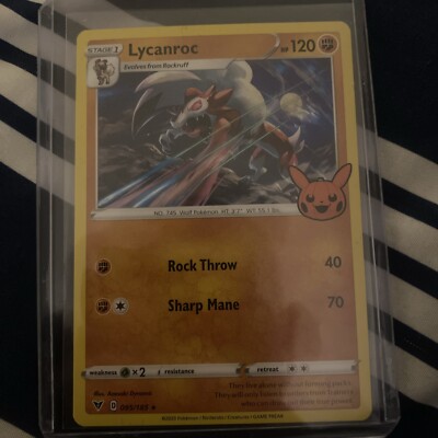 trick or treat pokemon cards rare 2020 POKÉMON TRICK OR TREAT LYCANROC HOLO RARE STAGE 1 HP120 SN 095/185