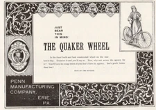 1896 The Quaker Wheel Finest Built Penn Mfg Co Erie PA  Bicycle Dealer Print Ad