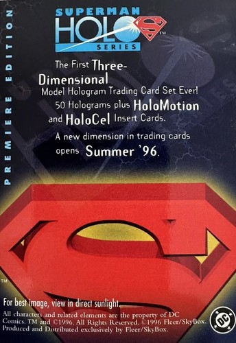 SUPERMAN HOLO Series Promo Card DC 1996 Fleer Skybox - Picture 2 of 2