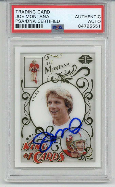 JOE MONTANA SIGNED AUTO 2021 PANINI ILLUSIONS KING OF CARDS 49ERS RARE PSA/DNA