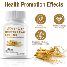 Korean Red Panax Ginseng 1600mg-60 Capsules-Extra Strength NON-GMO