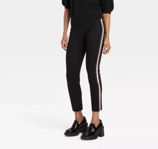 A New Day Women's High-Rise Slim Fit Ankle Pants Black Striped Size 4 Bi-Stretch