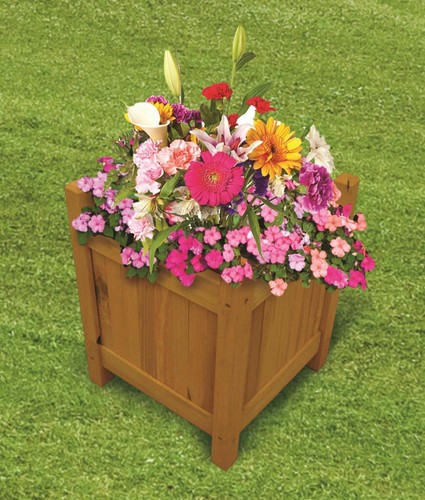 Holz Gartenpflanzgefäße Outdoor Pflanzen Blumen Topf quadratisch rechteckig Display - Bild 2 von 7