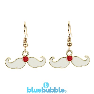 Bluebubble MERRY CHRISTMAS Santa Moustache Earrings Kitsch Retro Funky Festive