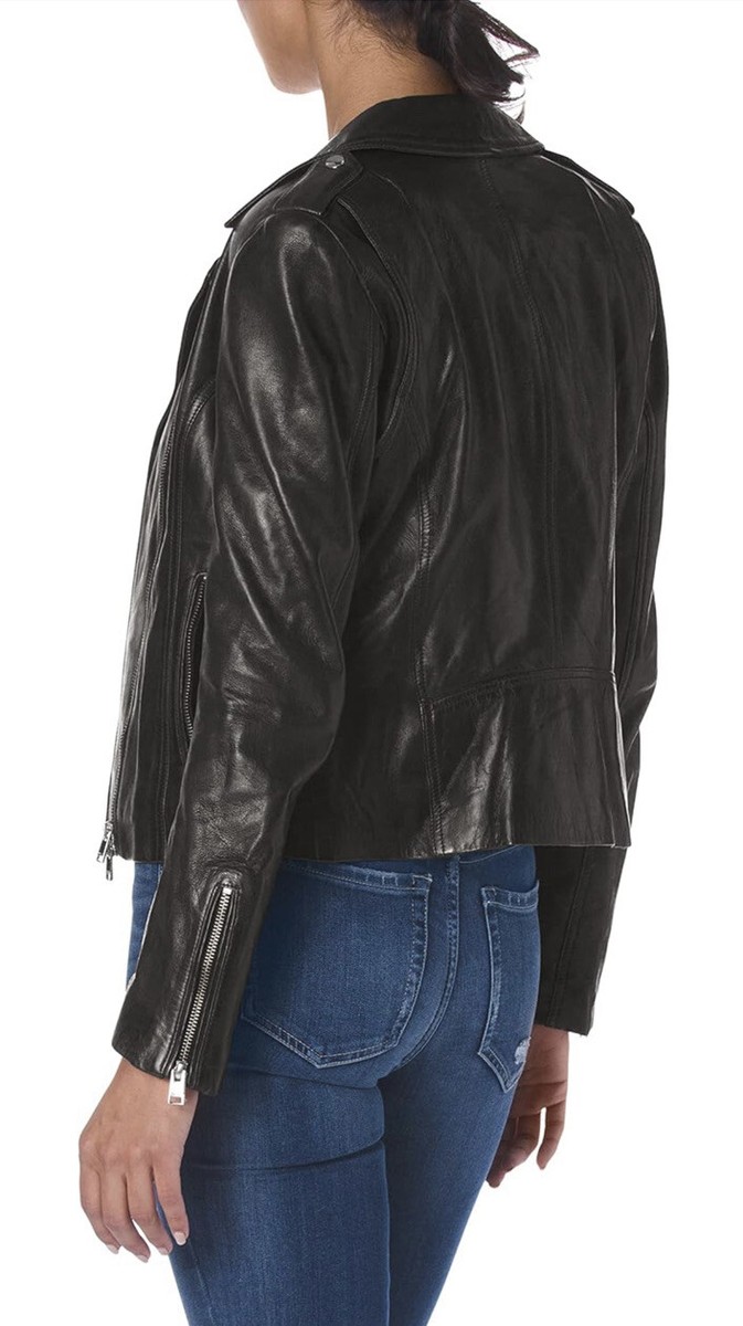 New LAMARQUE Harper Leather Jacket in Black Size L