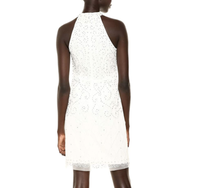 Adrianna Papell L32816 Ivory Halter Beaded Dress Women's Size 2 | eBay