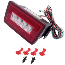3 in 1 Red Lens LED Fog Light Tail Brake Lamp Rear Bumper Backup Reverse Ligh...
