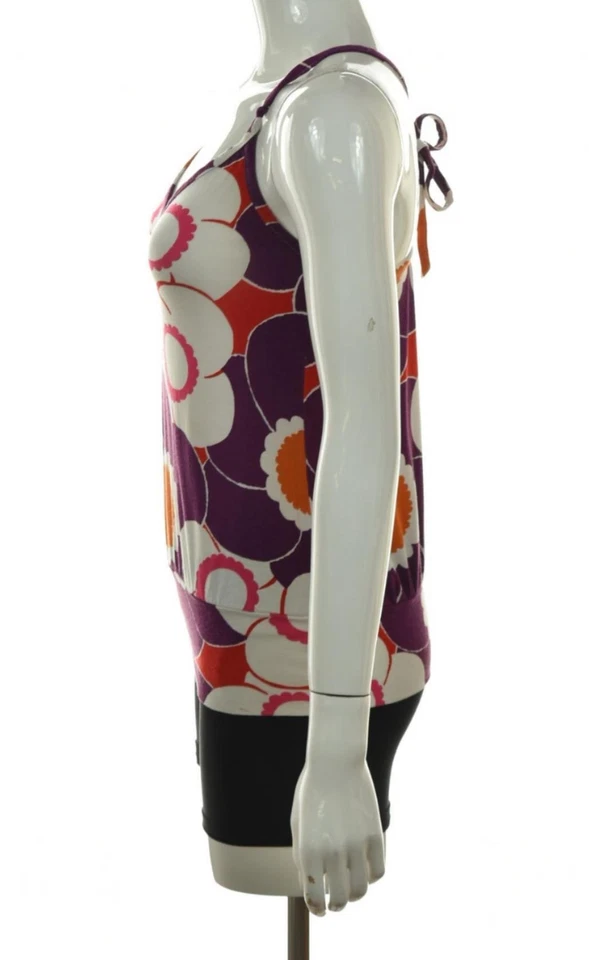 Camiseta sin mangas United Colors of Benetton para mujer talla S púrpura floral correa de espagueti Foto 3 de 4