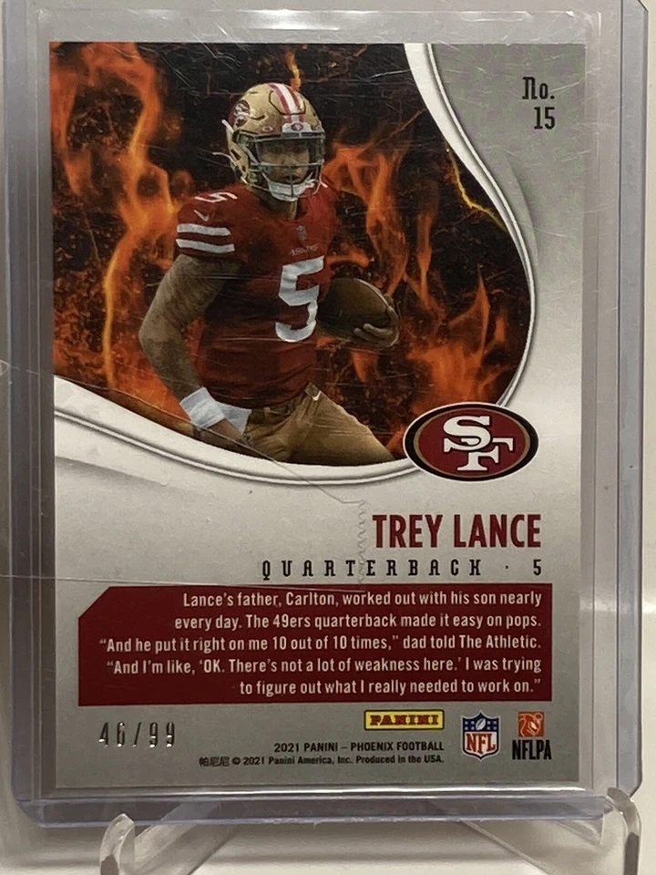 2021 PANINI PHOENIX FOOTBALL TREY LANCE 51/99 ROOKIE RED HEAT WAVE SP SAN - Image 2 of 2