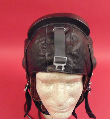 Soviet Pilot Leather Helmet ShZ-82 FUR-LINED Winter Model Dated