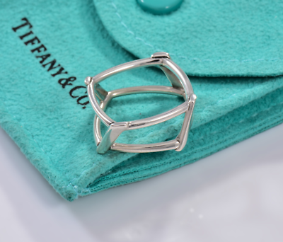 Tiffany & Co Frank Gehry Sterling Silver Open Torque Square Ring