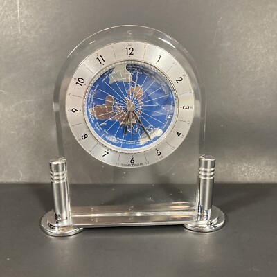 Howard Miller Discoverer World Arch Table Alarm Clock Desk Mantle Globe Silver