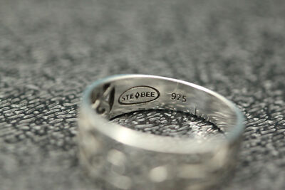 ①般若RING Silver925 925 Sterling Silver Size 7.25 Swirl Design Pierced Band Ring 2.4
