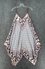 Jolt Paisley Floral Handkerchief Assymetrical Medium Dress Lined Boho Beachy