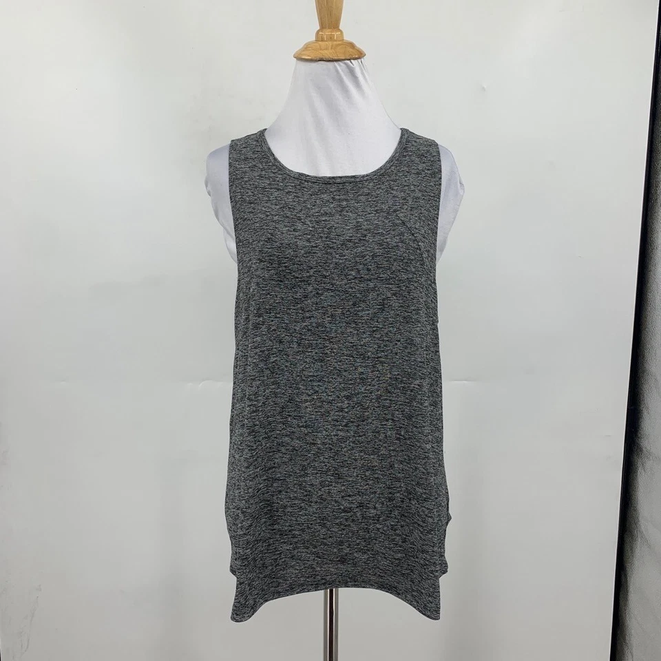 Camiseta sin mangas Beyond Yoga para mujer M mediana gris jaspeado recorte atado trasero Foto 2 de 4