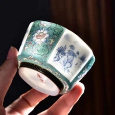 Color Enamel Craft Porcelain Tea Cup 110ml Chinese Ceramic Master Cup Floral New