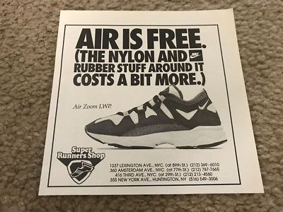 Vintage 1995 NIKE AIR ZOOM LWP Running Shoes Poster Print Ad 1990s