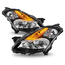 For 2007-2009 Nissan Altima Sedan Black Headlights Amber Corner Lamps Left+Right