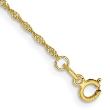 Real 10kt Yellow Gold 1.1mm Singapore Chain Anklet; 9 inch