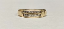 10 Karat Yellow Gold Genuine 0.25 Carat TW 2 Row Diamond Man's Wedding Band Ring