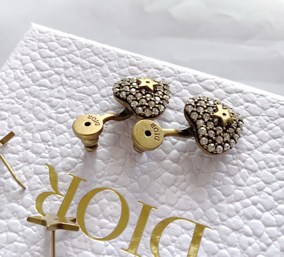 ❤️Christian Dior Heart Star with White Crystals Earrings