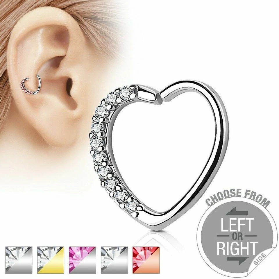 Corazón Gema Aro Cartílago Hélice Daith Torre Tragus Ajustado Pendientes Piercing Foto 4 de 4