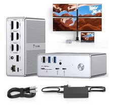 TobenONE DisplayLink Docking Station 4 Monitor with 4 HDMI, 18-in-1 Quad/Trip...