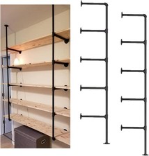 Industrial Wall Mount Iron Pipe Shelf Shelves Shelving Bracket Black Vintage