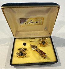 Anson Masonic Square & Compass Gold Enamel Cu...