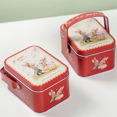 Tinplate Candy Box Kids Gifts Small Tin Box Cookie Box Portable Rabbit Gift Box