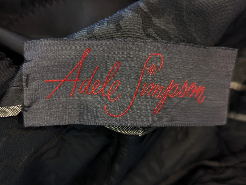 Vtg 50s Adele Simpson Cocktail Dress Black Damask Sweetheart Neck Med Train - Image 2 of 4