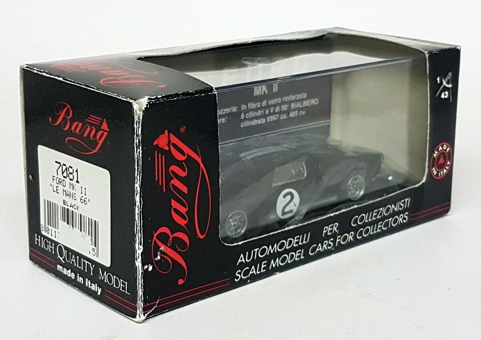 Coche modelo Bang 1/43 - 7081 Ford GT40 MK2 Le Mans 1966 negro fundido a presión Foto 2 de 4