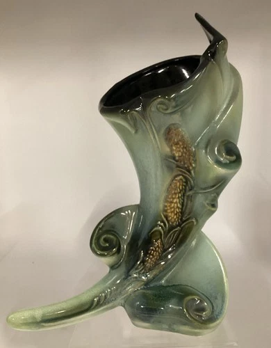 Hull Parchment And Pine Pottery Vase Vintage 12” Tall S-6