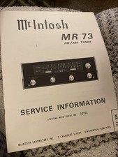 McIntosh MR 73 Sintonizzatore FM/AM Manuale Informazioni Servizio