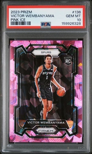 2023 PANINI PRIZM PINK ICE #136 VICTOR WEMBANYAMA ROOKIE RC PSA 10