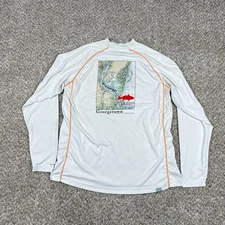 Simms SolarFlex Shirt Mens Large White Long Sleeve Fishing Georgetown Graphic