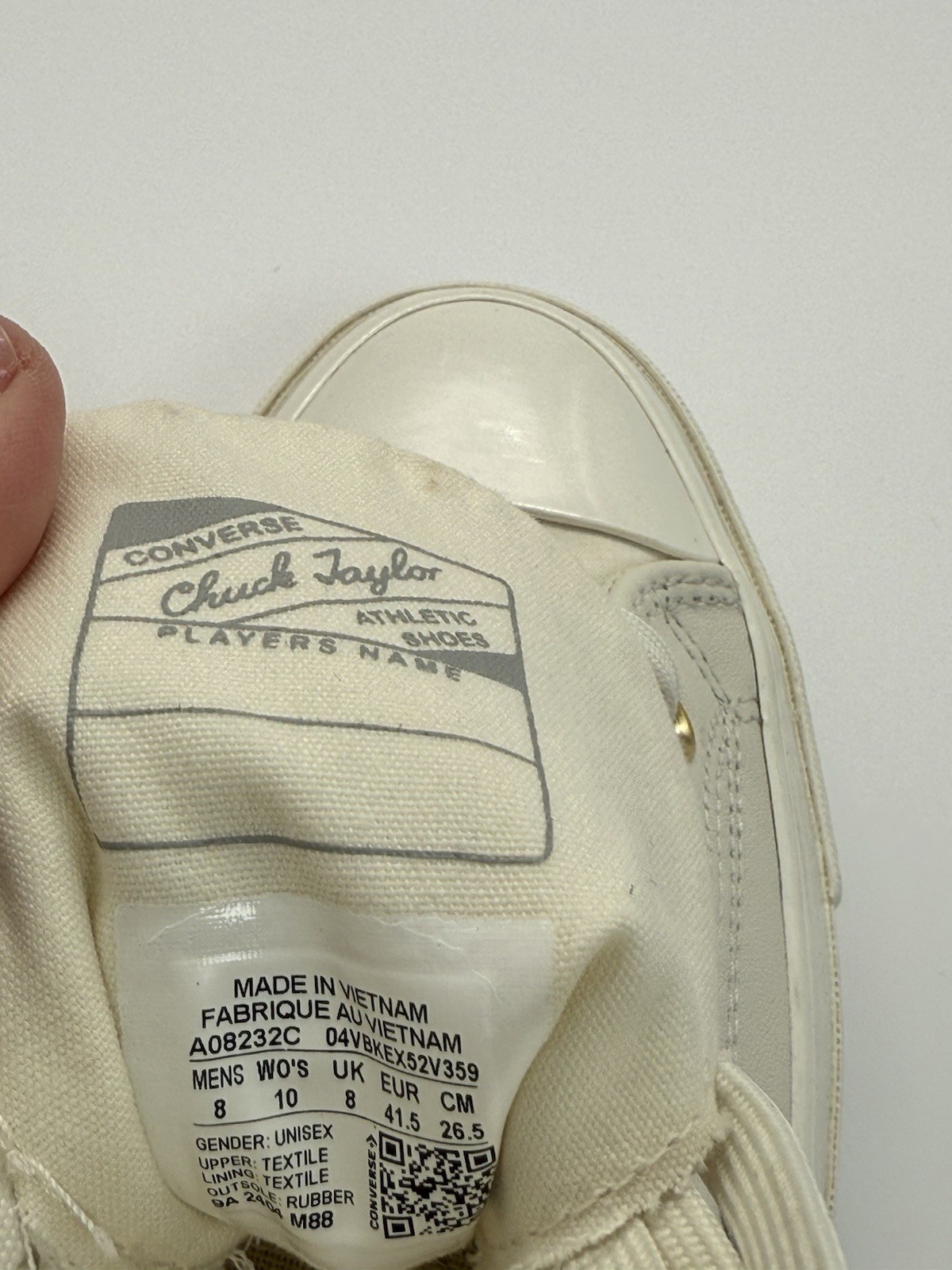 Converse White Gold Leather Trim High top Unisex Men’s 8 Women’s  Size 10 thumbnail 18