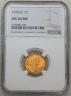 1936-D Lincoln Cent NGC MS66RD Bright Red Great Luster, PQ Just Graded #S177C