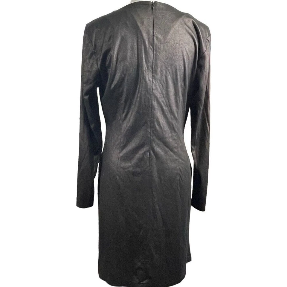 Vestido Insight New York Talla 6 Negro Imitación Cuero Manga Larga Bolsillos con Cremallera Foto 3 de 4