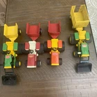 Lot of 4 Vintage Tonka Tractor Farm Trailer Yellow Orange + Red 4" plus carts