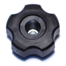 6mm-1.0 x 45mm Black Plastic Coarse Thread Fluted Thru-Hole Knobs 4 pcs. 