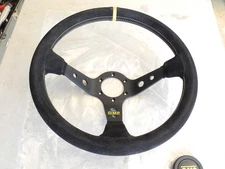 Genuine OMP 350mm Corsica Suede Steering Wheel  - NEW Yellow Stitching 95mm dish